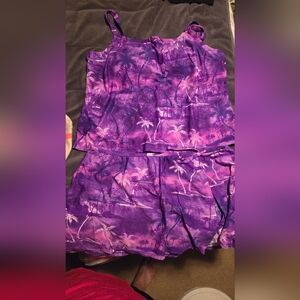 2 Piece shimmer purple plus size swimsuit